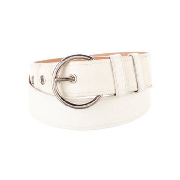 Vintage Prada Cream White Leather Belt - Picture 1 of 12